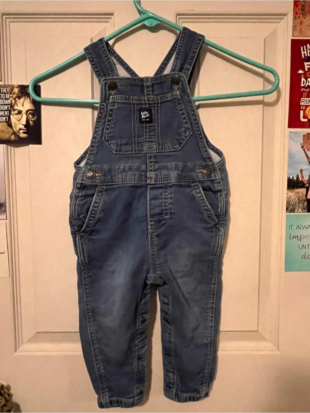 OshKosh B'gosh Classic Washed Blue Denim Kids Overalls 18 Months